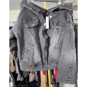 NWT Soncy, Black Color, Off The Shoulder, Denim Jacket, Size SONCY 4 (26)